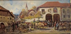 Reges Treiben Auf Der Dorfstrase