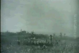 Landschaft Mit Schafherde Und Hirte by Ignaz Ellminger