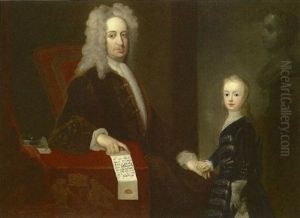 Portrait Of Charles, 1st Lord Whitworth And His Nephew, The Former Seated, Holding A Letter In His Right Hand