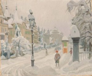 Auf Einer Verschneiten Strasse by Franz Jakob Elmiger