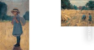 Stehendes Madchen In Der Mittagssonne (+ Zwei Madchen Auf Dem Felde, Lrgr; 2 Works) by Franz Jakob Elmiger