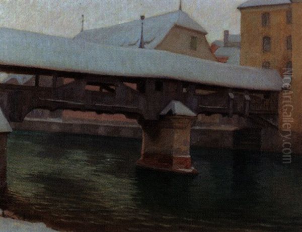 Die Spreuerbrucke Im Winter - view 1