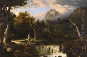 Wooded Landscape With Torrent