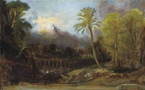 A View Of Mount Etna, Sicily by Friedrich August Elsasser