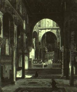 Innenraum Der Cappella Palatina In Palermo by Friedrich August Elsasser