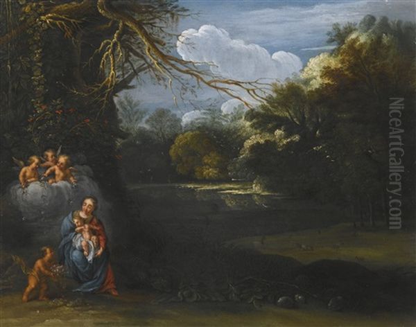 The Madonna And Child In A Landscape With Angels - view 1