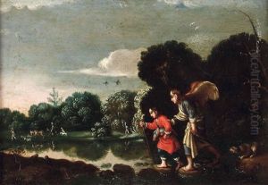 Der Hl. Erzengel Raphael Mit Tobias In Fluslandschaft Mit Personenstaffage (der Sogenannte Kleine Tobias) Der Hl. Erzengel Raphael Mit Tobias In Fluslandschaft Mit Personenstaffage (der Sogenannte Kleine Tobias)
