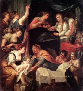 Die Geburt Mariens by Adam Elsheimer