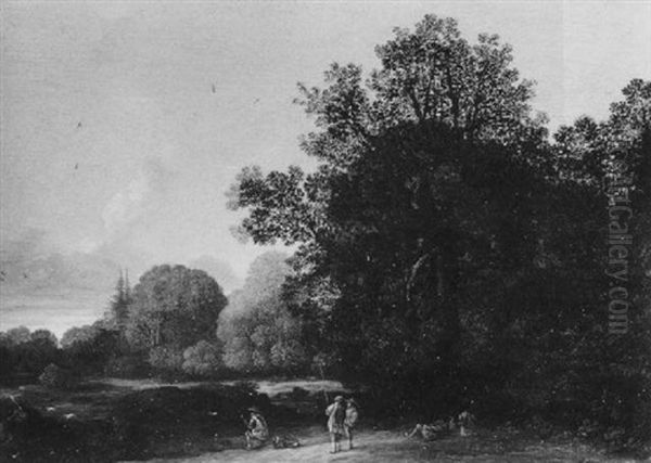 Waldlandschaft Mit Rastenden Jagern - view 1