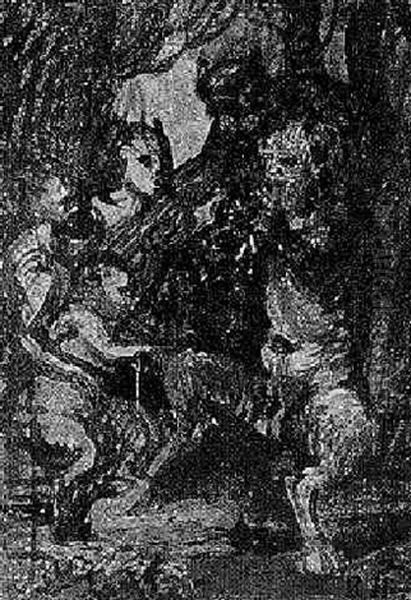 Musizierender Satyr Mit Zuhorern - view 1