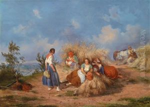 Rast Bei Der Ernte by Ludwig Elsholtz