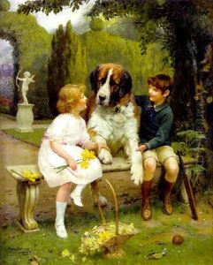 Children With A Saint Bernard Children With A Saint Bernard