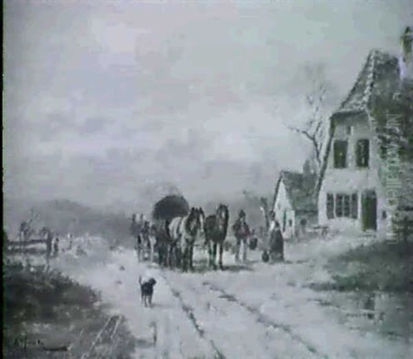 Pferdefuhrwerk Vor Einem Bauernhof - view 1