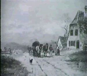 Pferdefuhrwerk Vor Einem Bauernhof by Karl Elsner