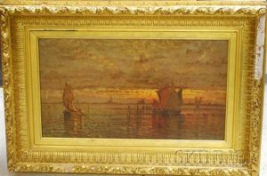 Sunset After Rain - Fishing Boats Venice by D. Jerome Elwell
