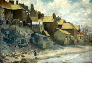 Along The Shore, Whitby (+ The Boat Builders Yard, At Lyme Regis; 2 Works) by Frank Lewis Emanuel