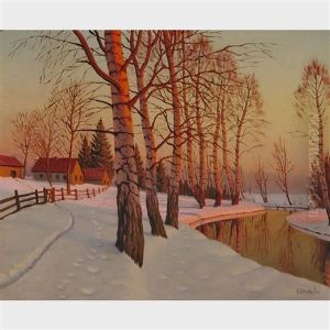 Winter Trail Through Trees by Victor Emanuelov