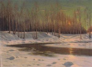 Forest Pool, Winter by Victor Emanuelov