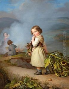 Girl On Her Way To Cooking Potatoes In The Fire by August von der Embde
