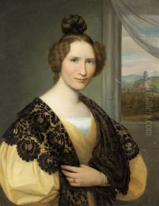 Portrat Von Fraulein Johanna Schaumburg Mit Schwarzem Spitzentuch Vor Einem Fenster Mit Durchblick Auf Die Martinskirche In Kassel