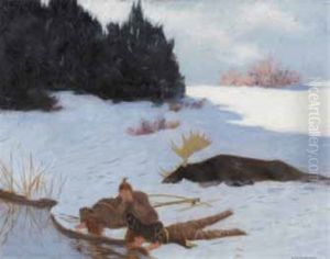 Wasser - Elchjager by Hans Emmenegger