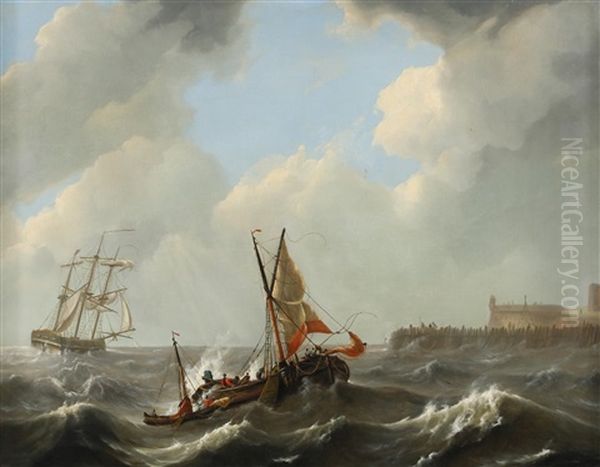 Segelschiffe An Sturmischer Kuste - view 1
