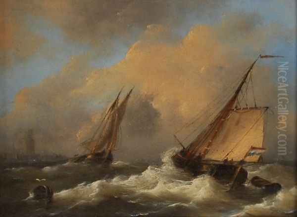 Voiliers Hollandais Sur Une Mer Houleuse - view 1