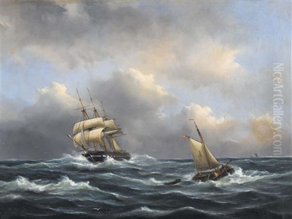 Segelschiffe Auf Sturmischer See - view 1