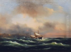 Turkish Dhow And Two Three-masters Offshore