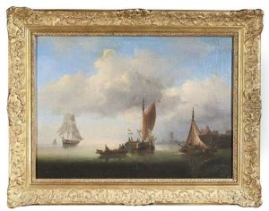 Segelboote Vor Abendlicher Kustenlandschaft Segelboote Vor Abendlicher Kustenlandschaft