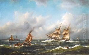 Kreuzende Segler Vor Der Kuste by Govert Van Emmerik