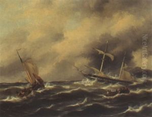 Ships On Rough Seas by Govert Van Emmerik