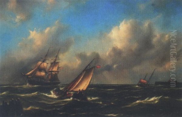 Marine Med Sejlskibe Udfor Kyst - view 1