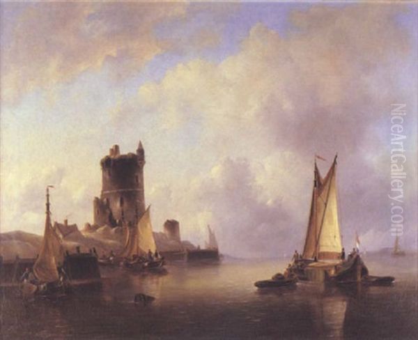Dutch Fishing Vessels In A Calm Beside A Harbour - view 1