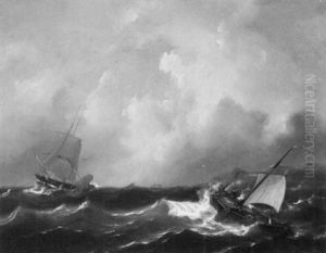 Ships On A Stormy Sea Off A Coast
