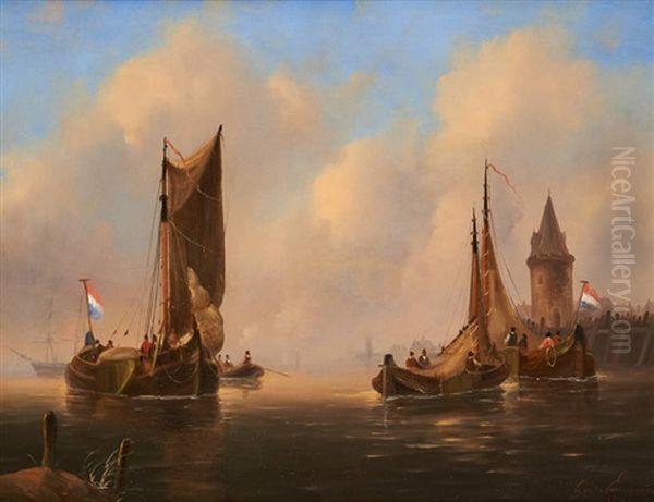 Barques De Peche Au Coucher Du Soleil - view 1