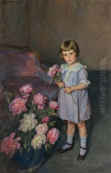 Portrait Of A Child Arranging Peonies - view 1