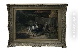 Two Goats And A Magpie by John Emms