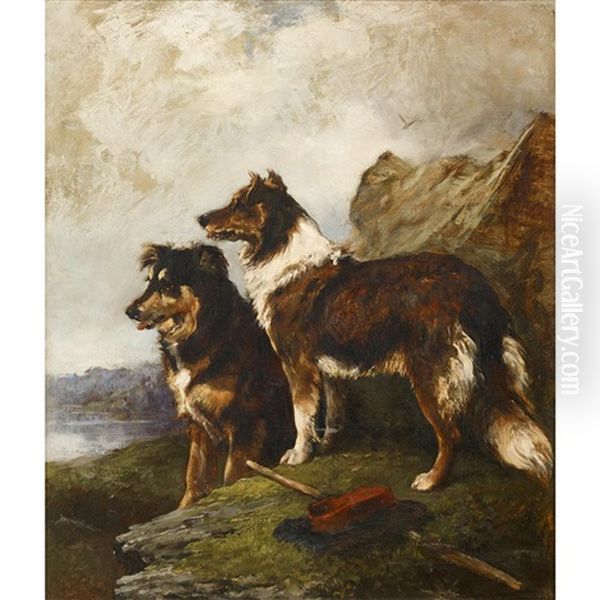 Two Collies Awaiting Their Master - view 1