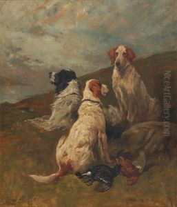 Drei Jagdhunde Mit Beute by John Emms