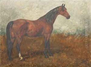 Chestnut Horse In Landscape by John Emms