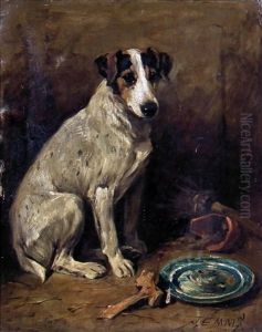 Portrait Of A Seated Fox Terrier by John Emms
