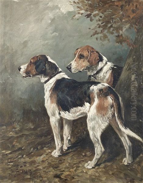 Two Foxhounds In A Landscape - view 1