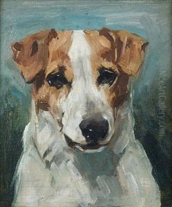 Portrait Of A Black And White Terrier (+ Portrait Of A Brown And White Terrier; Pair) by John Emms