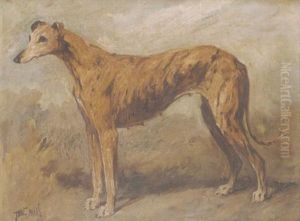 A Brindle Greyhound In A Landscape by John Emms