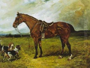 Horse And Two Hounds In A Landscape