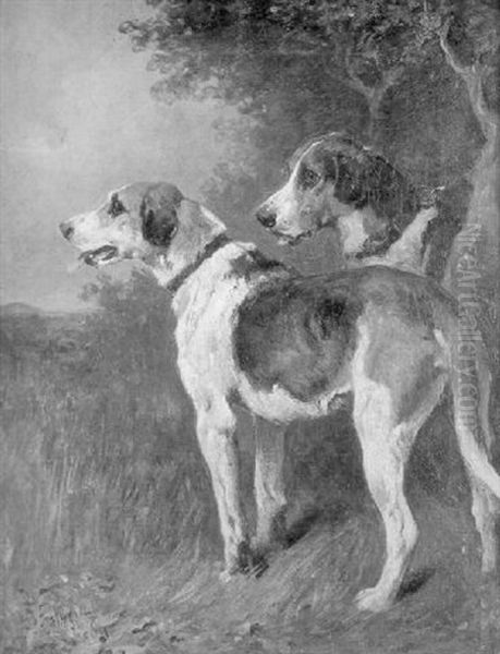 Two Fox Hounds In A Landscape - view 1