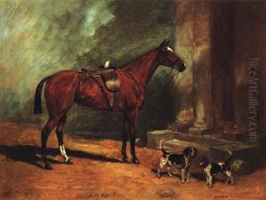 "arab Maid" A Bay Hunter With Two Foxhounds, "prompter" And "bashful"