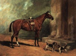 'arab Maid': A Bay Hunter With Two Foxhounds, 'prompter' And 'bashful'