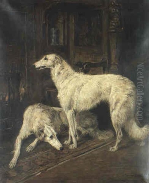 Study Of Two Borzois, Ch. Velsk And White Tzar - view 1